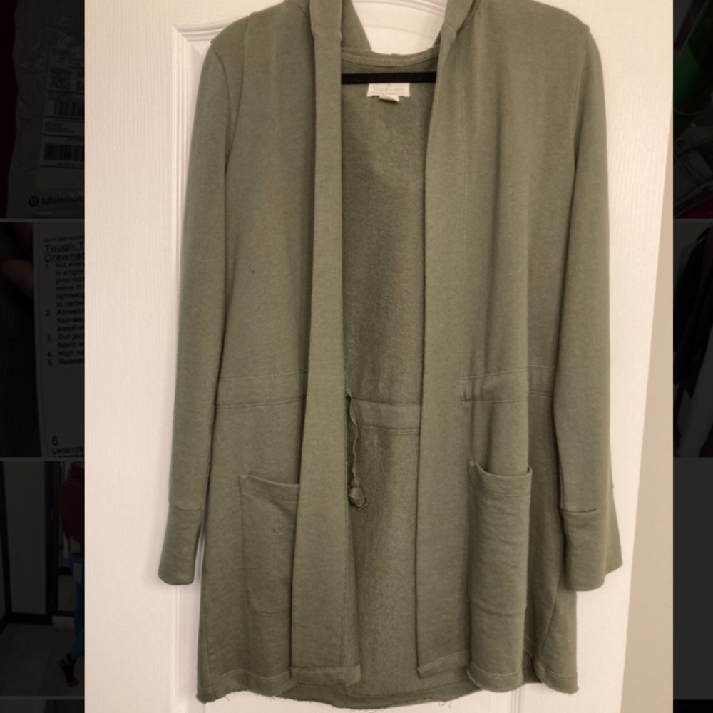 Caslon Hooded Olive Cardigan